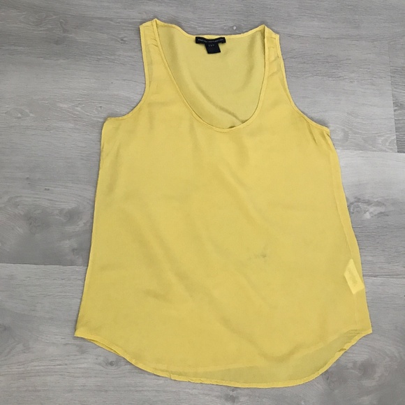 French Connection Tops - FRENCH CONNECTION WOMENS TANK TOP SILK YELLOW CHIFFON SEMI SHEER 4